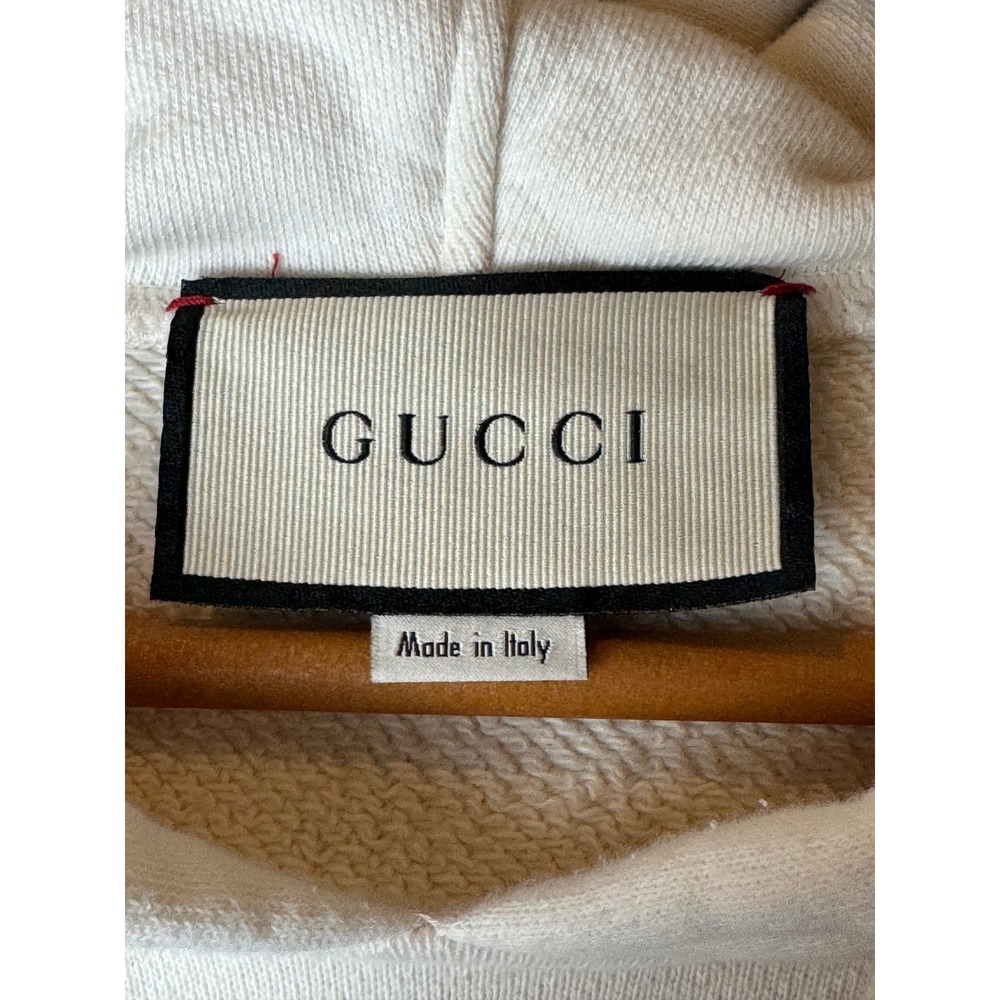 Gucci Sweatshirt Men Small Ivory Interlocking G Logo Hoodie Streetwear Luxury - Picture 7 of 11